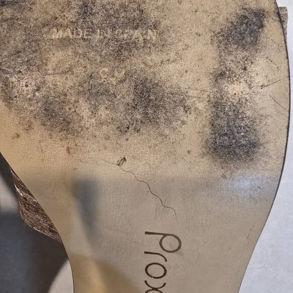 Gold Lame Slide Sandals Proxy Size 9 Made in Spain 2" heel - Picture 11 of 12